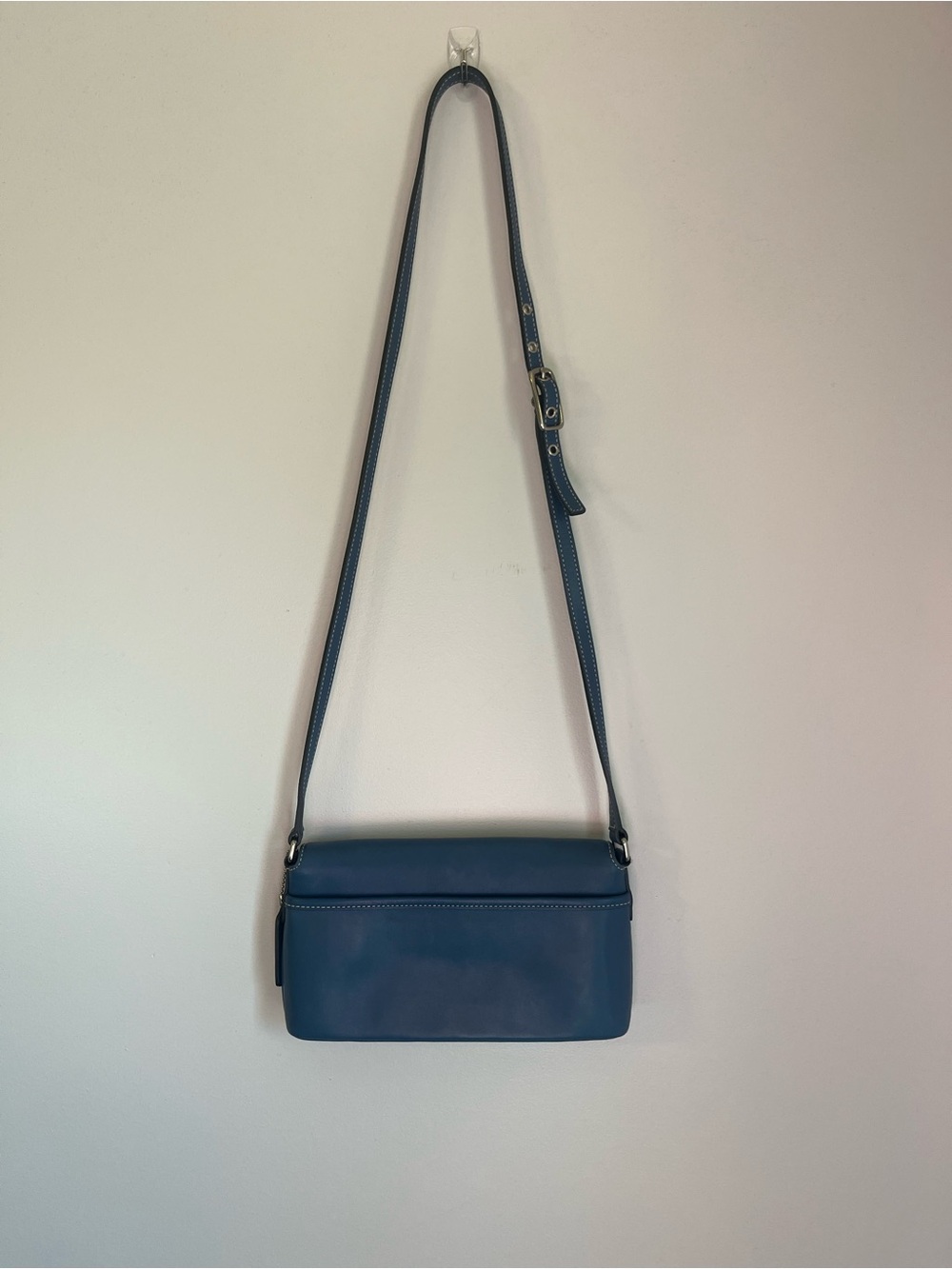 Vintage Coach Classic Blue Leather Crossbody Bag
